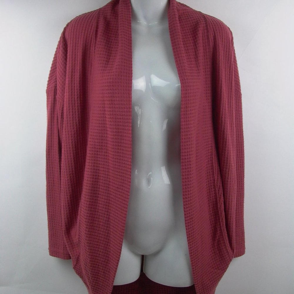 Socialite Cocoon Waffle Knit Long Sleeve Cardigan Solid